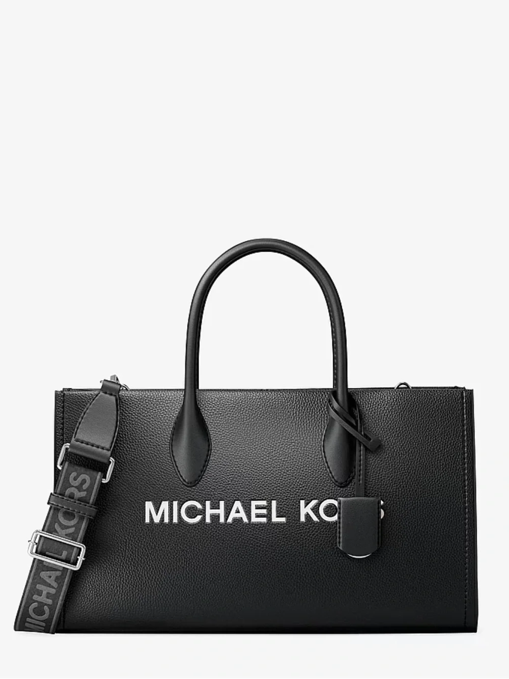 Michael Kors Black Leather Logo Satchel Tote Crossbody